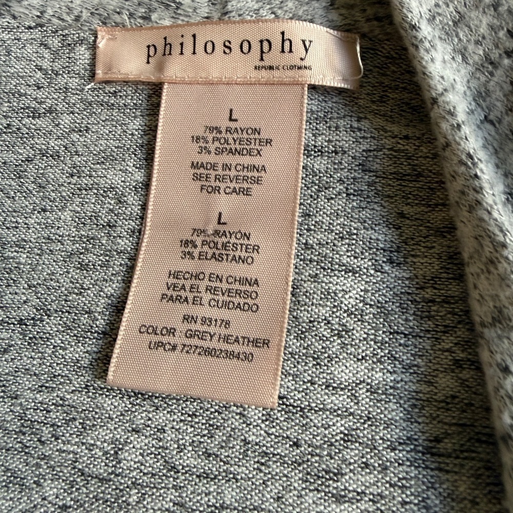 Philosophy Open Front Heather Gray Women's Cardigan - Large - Picture 2 of 2